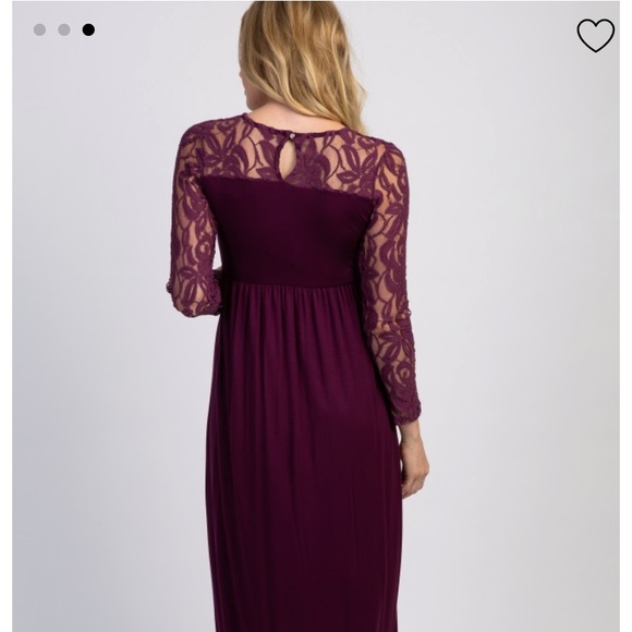 PinkBlush purple lace sleeve maxi maternity dress - Picture 2 of 7